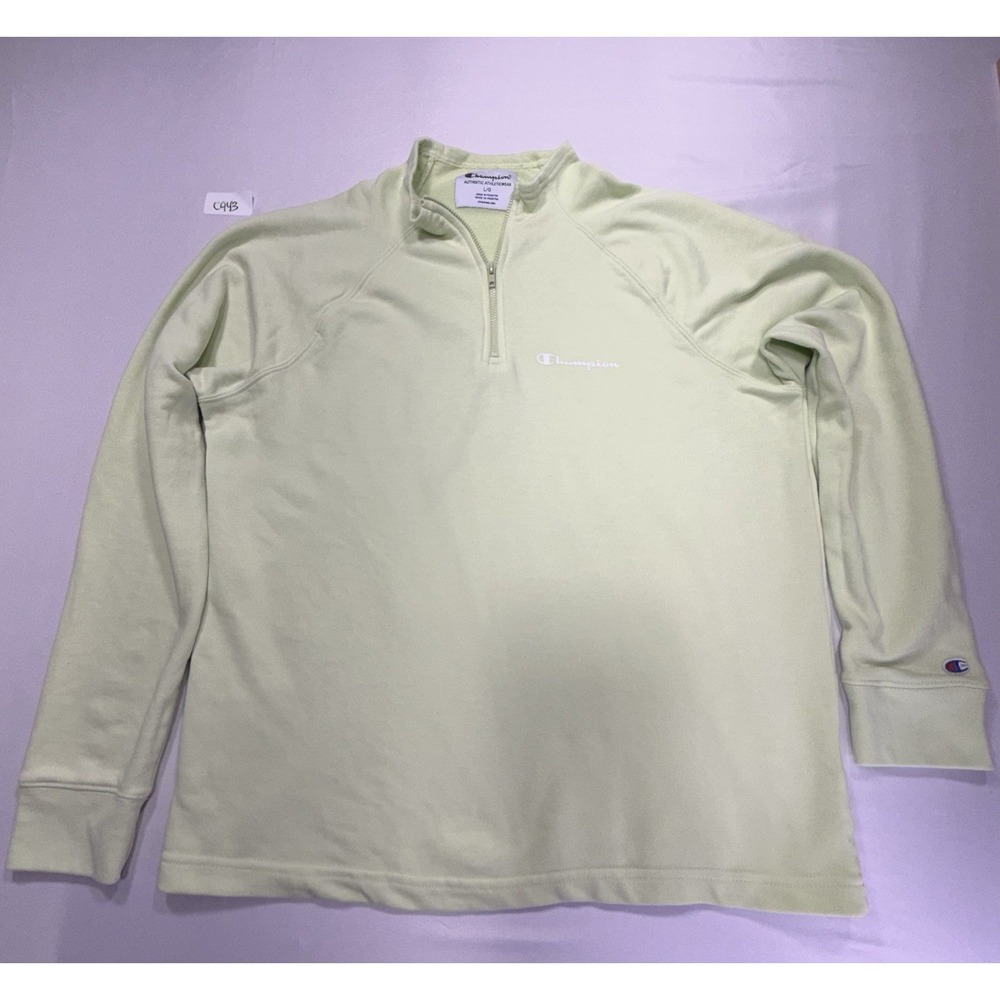 Champion Authentic Athleticwear Womens L Lime Green 1/4 Zip Fleece Sweatshirt